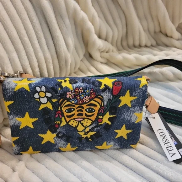 Consuela Starry Blue and Yellow Crossbody Bag - Picture 1 of 4